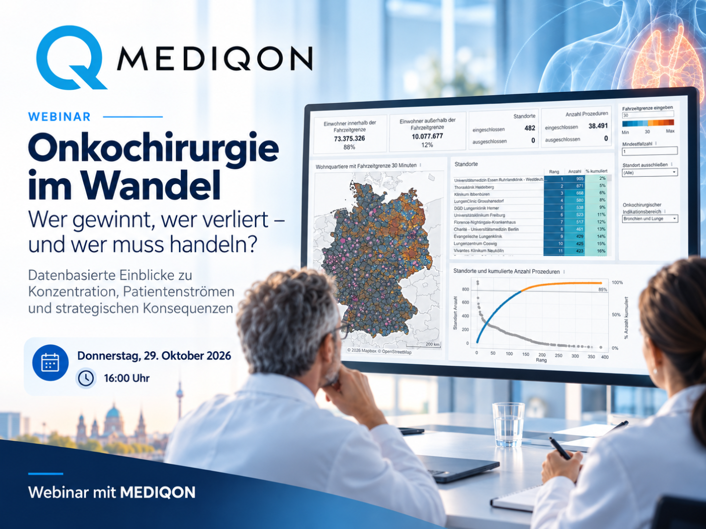 MEDIQON-Webinar Onkochirurgie im Wandel: Wer gewinnt, wer verliert und wer muss handeln? Am 29. Oktober 2026 um 16:00 Uhr.
