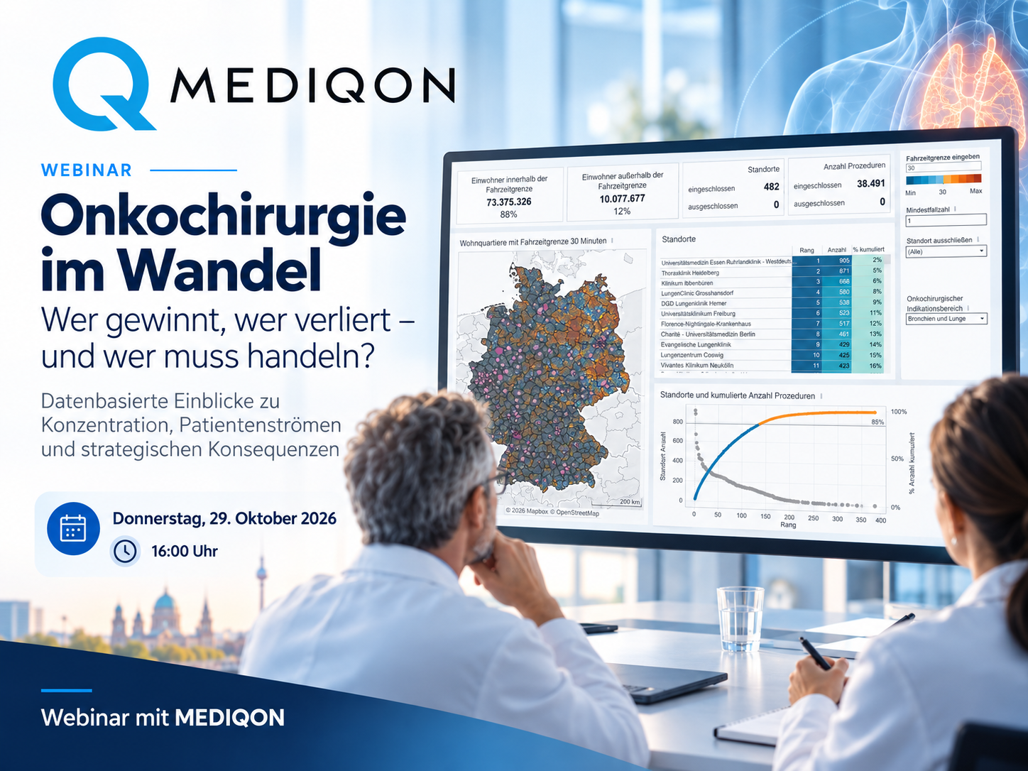 MEDIQON-Webinar Onkochirurgie im Wandel: Wer gewinnt, wer verliert und wer muss handeln? Am 29. Oktober 2026 um 16:00 Uhr.